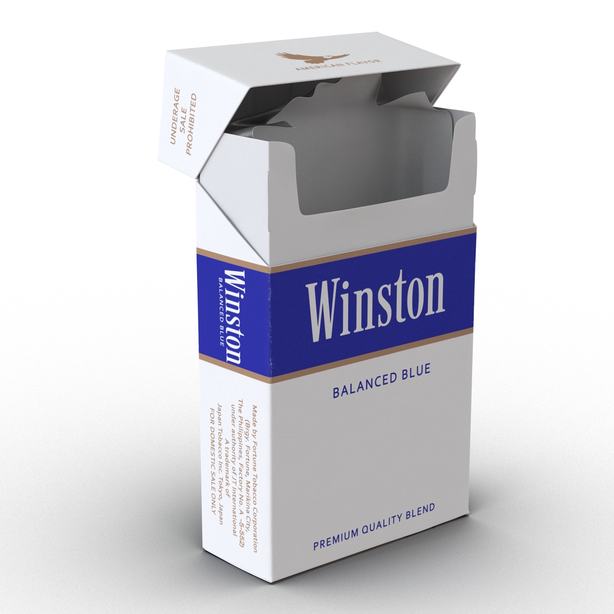 Opened Cigarettes Pack Winston 2 3D