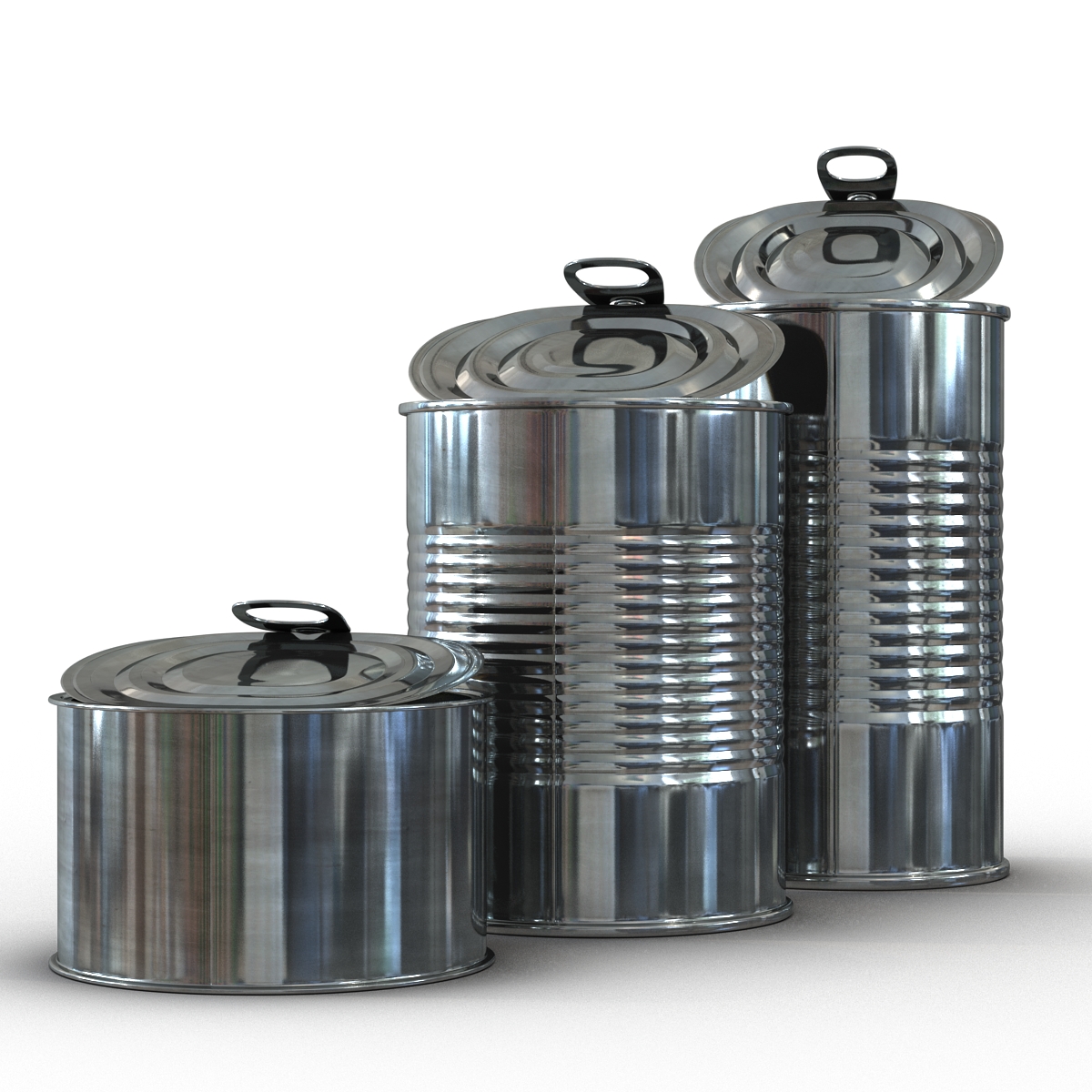 3D Open Empty Tin Cans Set model