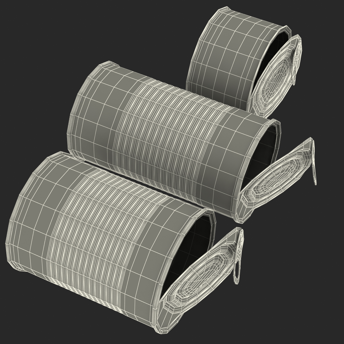 3D Open Empty Tin Cans Set model