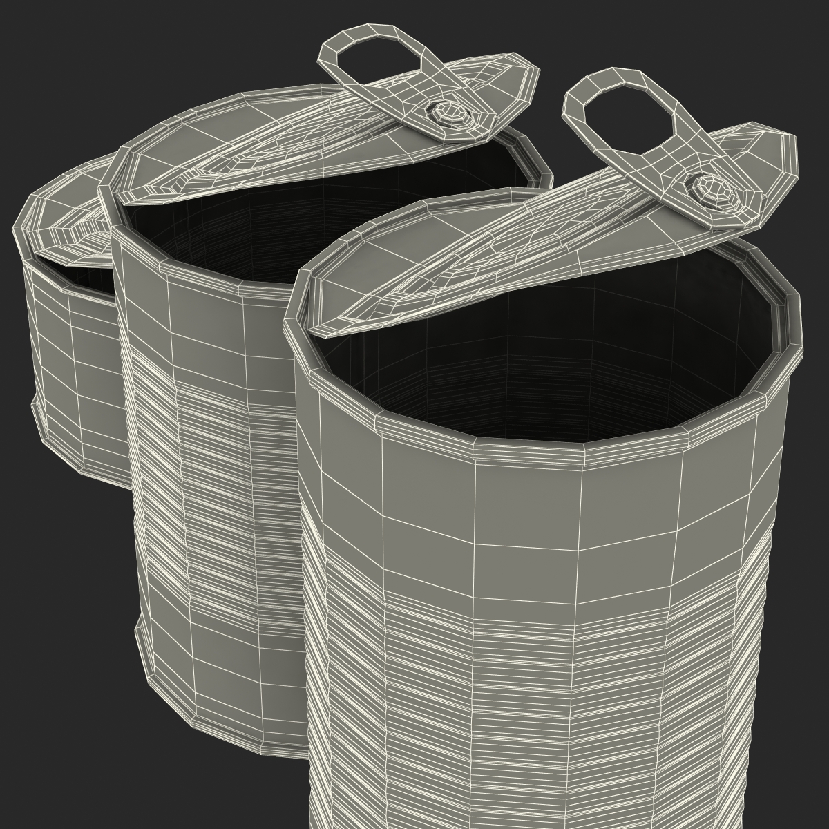 3D Open Empty Tin Cans Set model