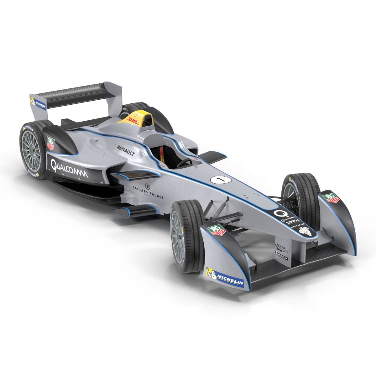 Formula E Race Car Qualcomm Rigged 3D model