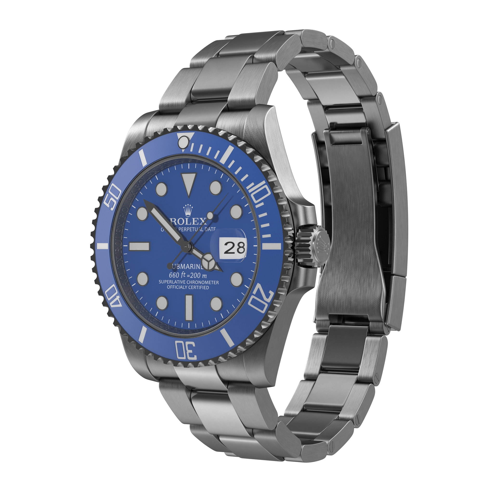 3D Rolex Submariner Date 2 Blue Dial model