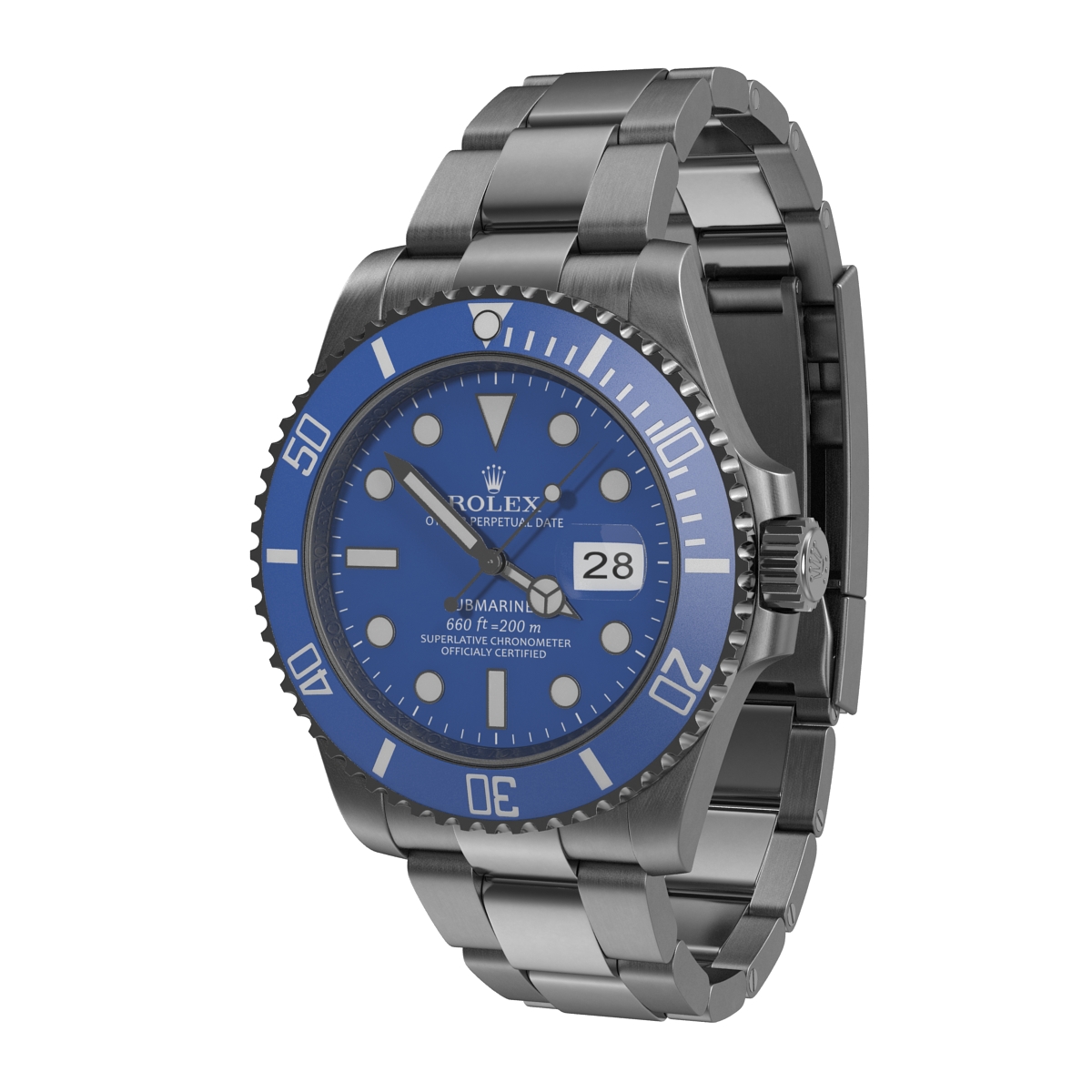 3D Rolex Submariner Date 2 Blue Dial model