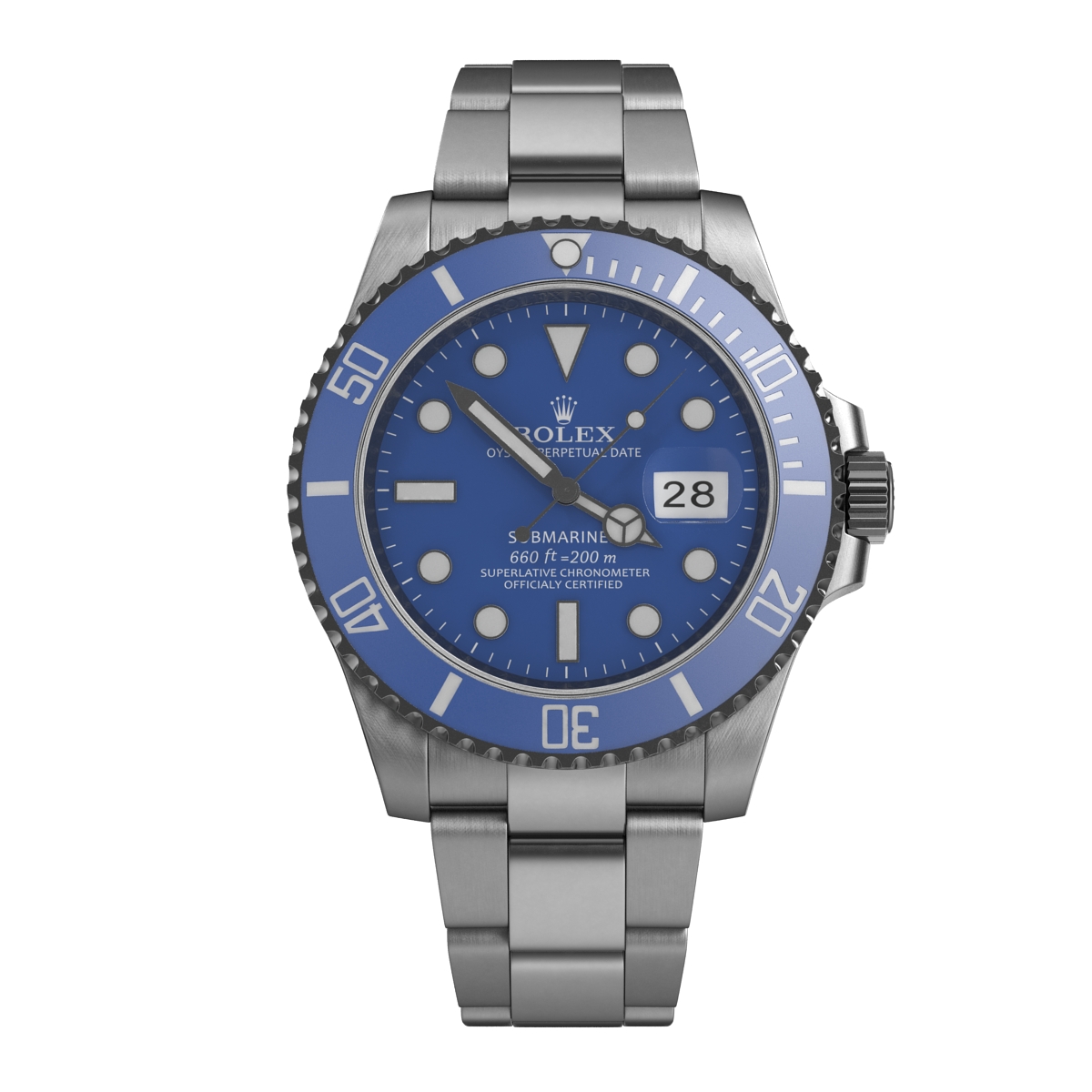 3D Rolex Submariner Date 2 Blue Dial model