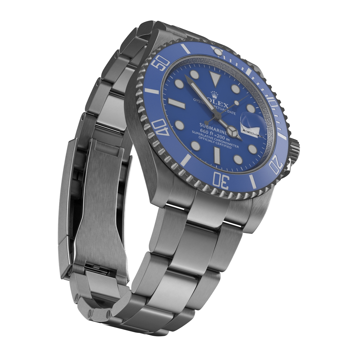 3D Rolex Submariner Date 2 Blue Dial model