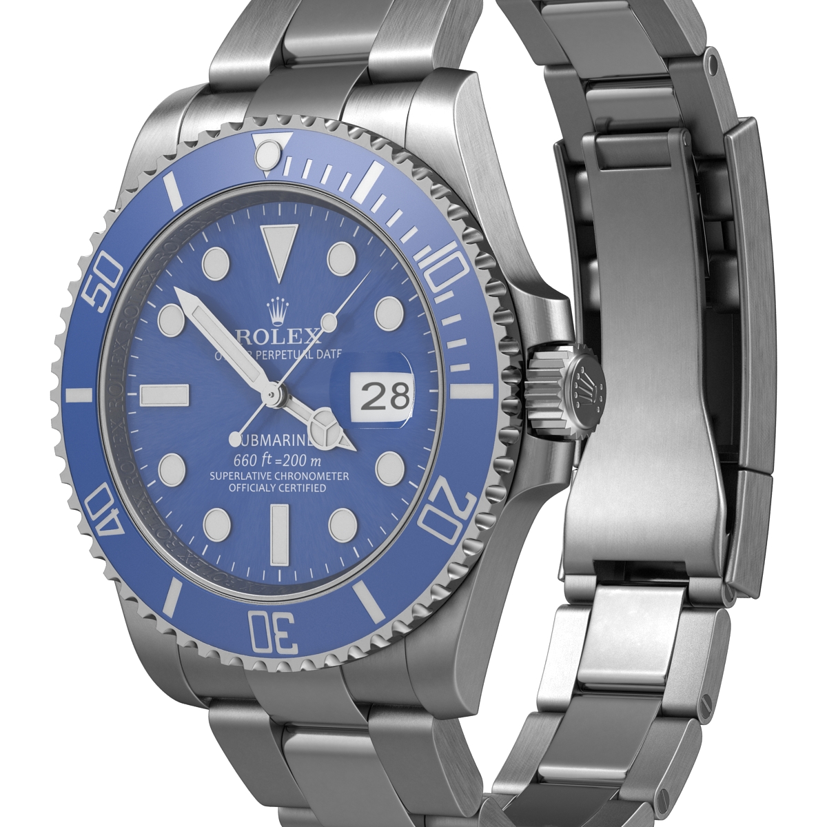 3D Rolex Submariner Date 2 Blue Dial model