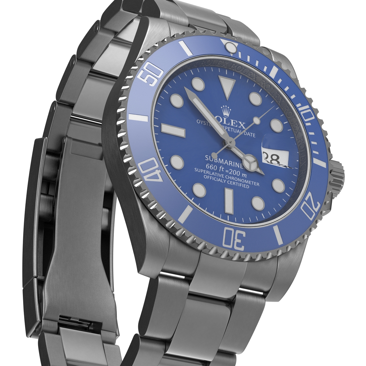 3D Rolex Submariner Date 2 Blue Dial model