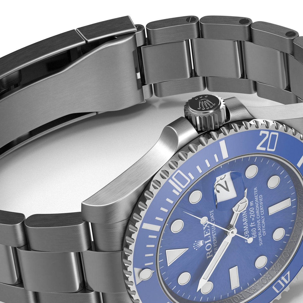 3D Rolex Submariner Date 2 Blue Dial model