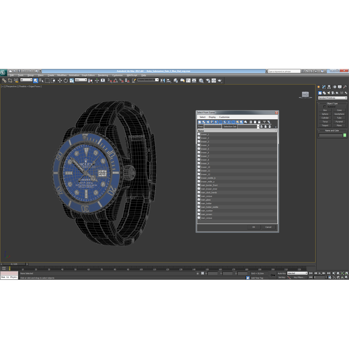 3D Rolex Submariner Date 2 Blue Dial model