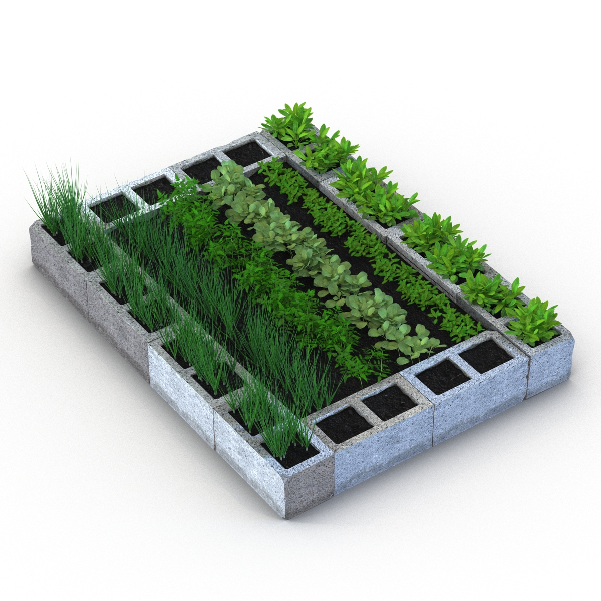 Cinder Block Garden 3D model