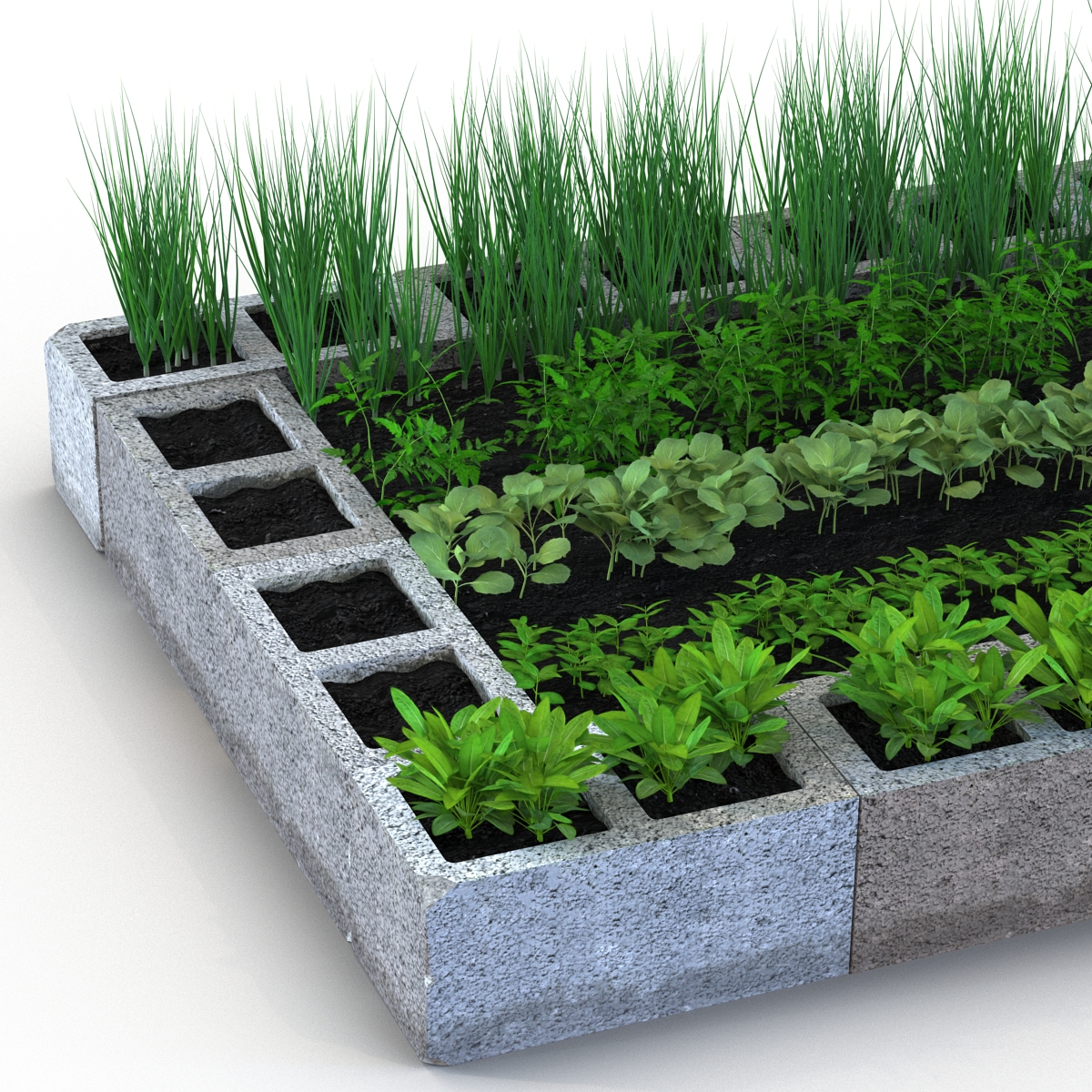 Cinder Block Garden 3D model