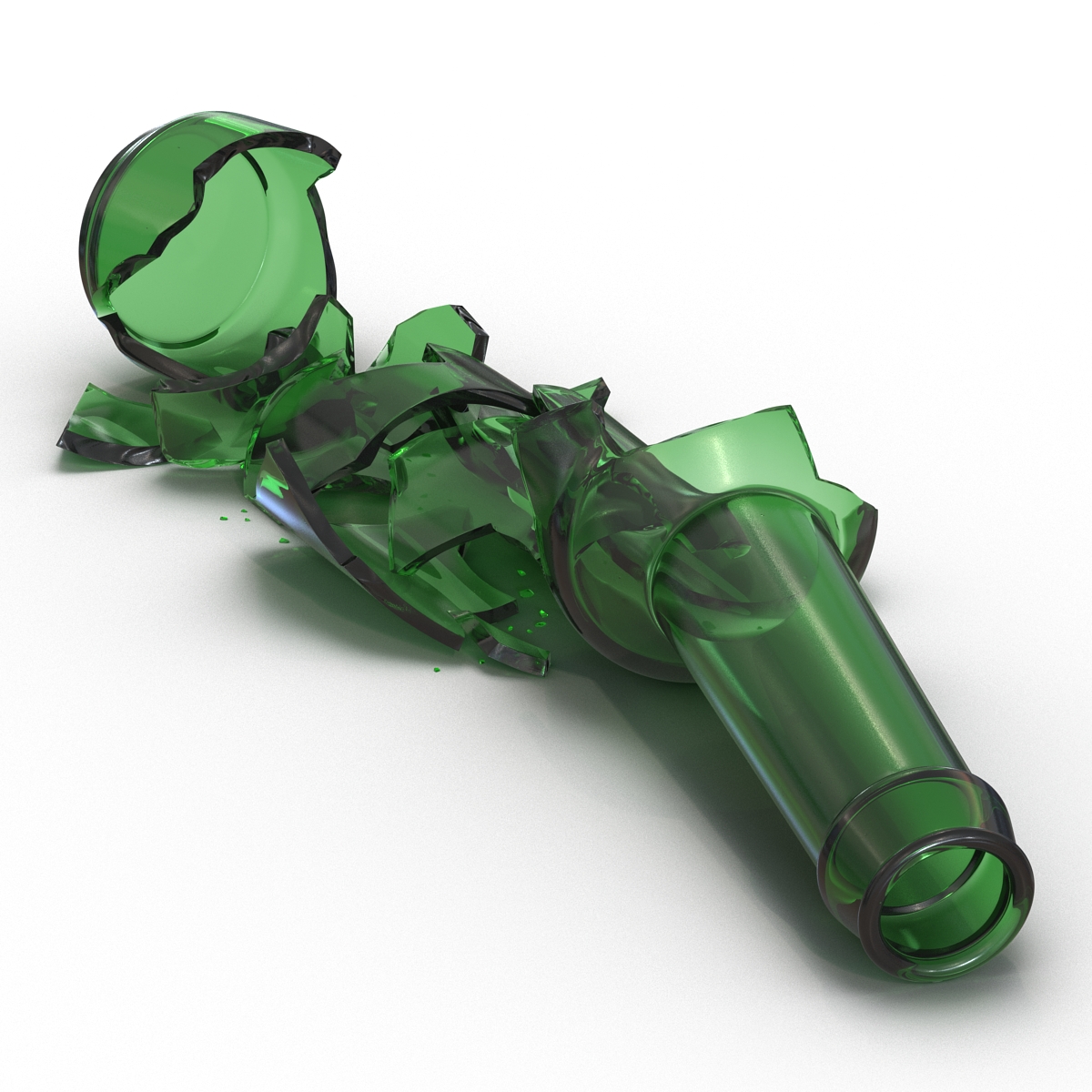 3D Broken Beer Bottle 3 Green