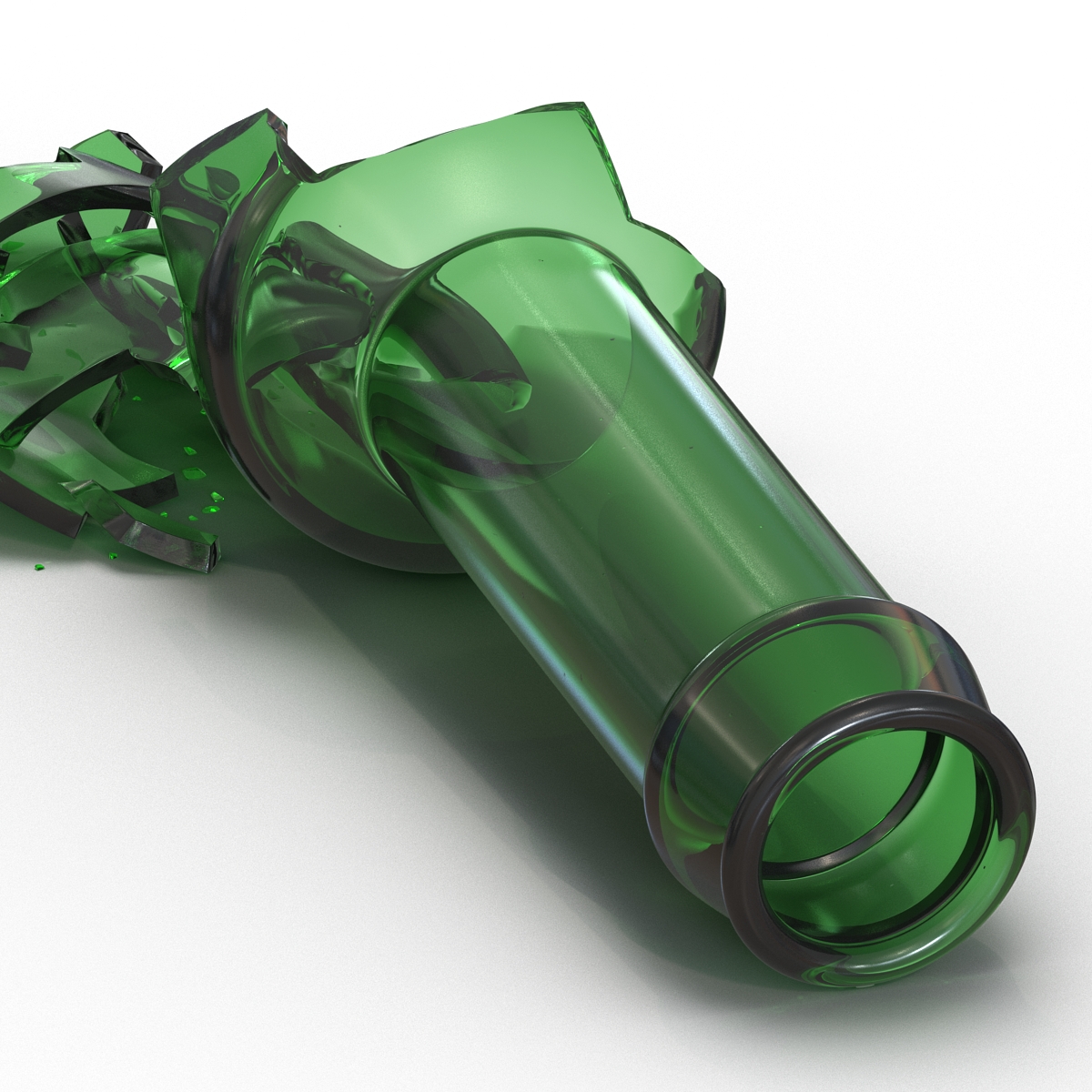 3D Broken Beer Bottle 3 Green