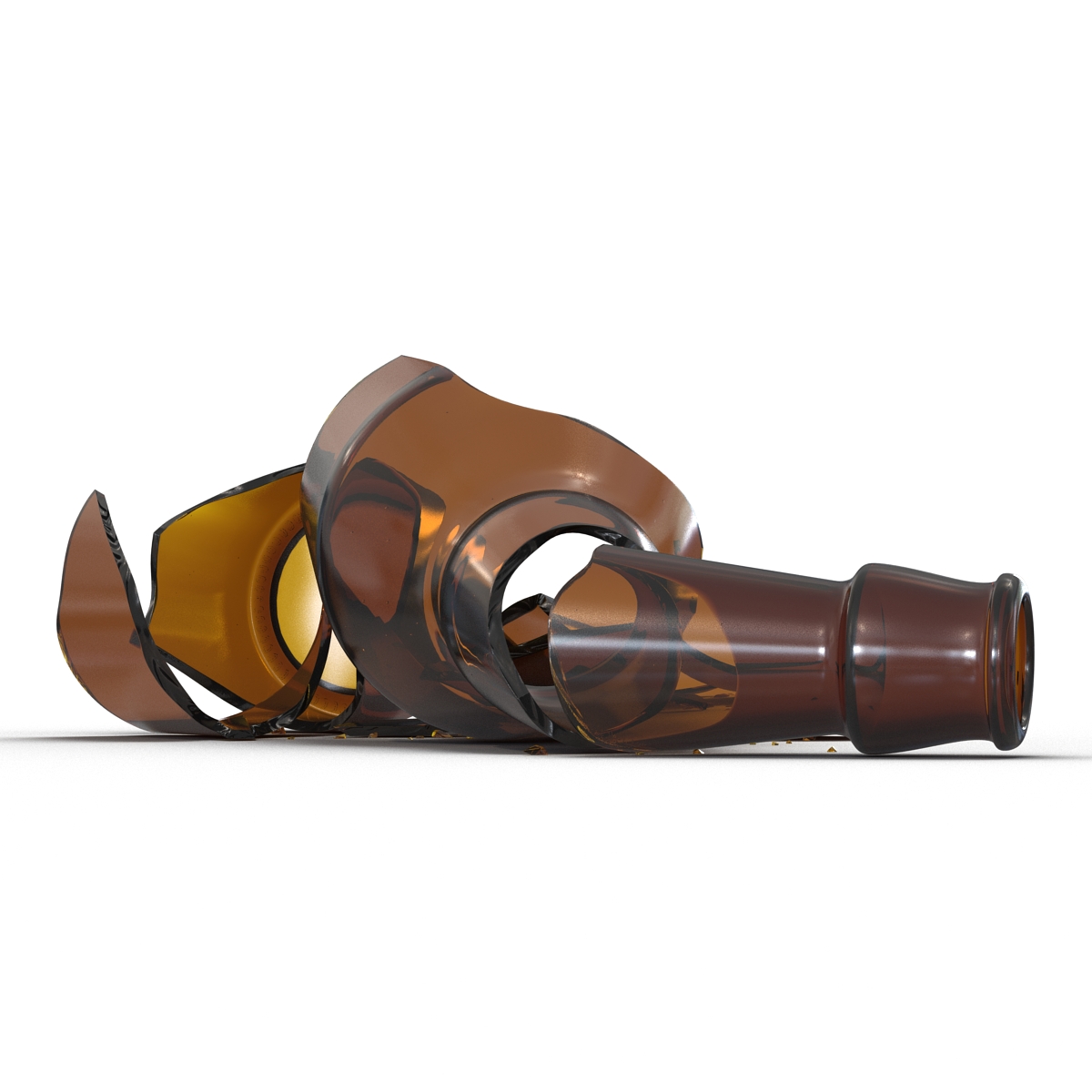 Broken Beer Bottle Brown 3D model