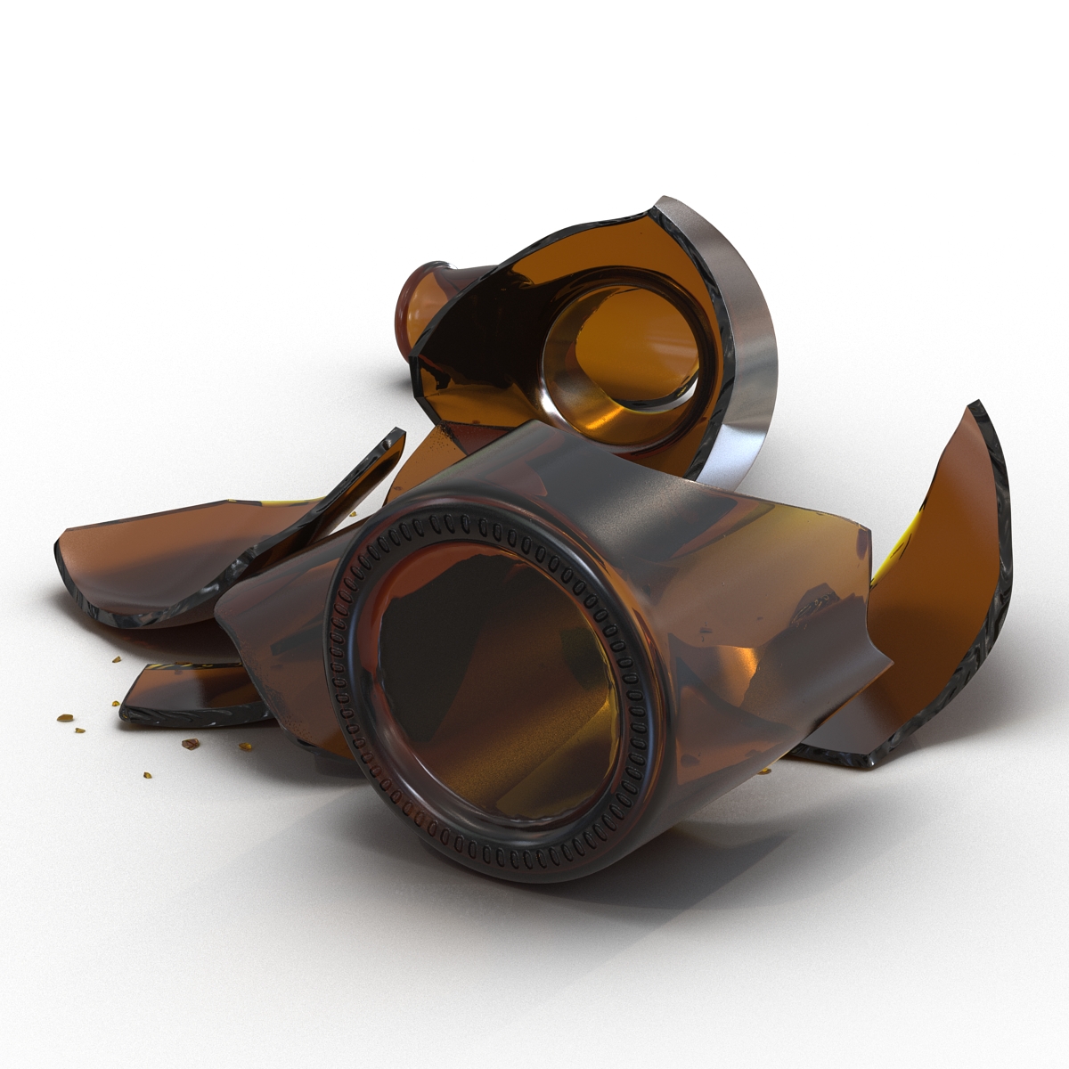 Broken Beer Bottle Brown 3D model