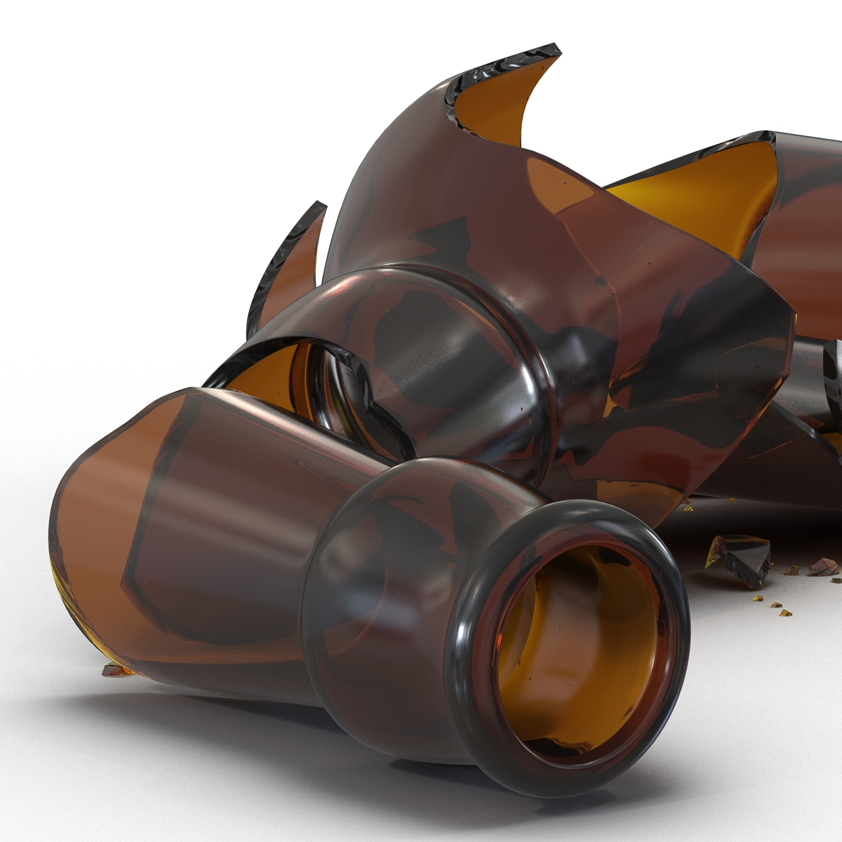 Broken Beer Bottle Brown 3D model