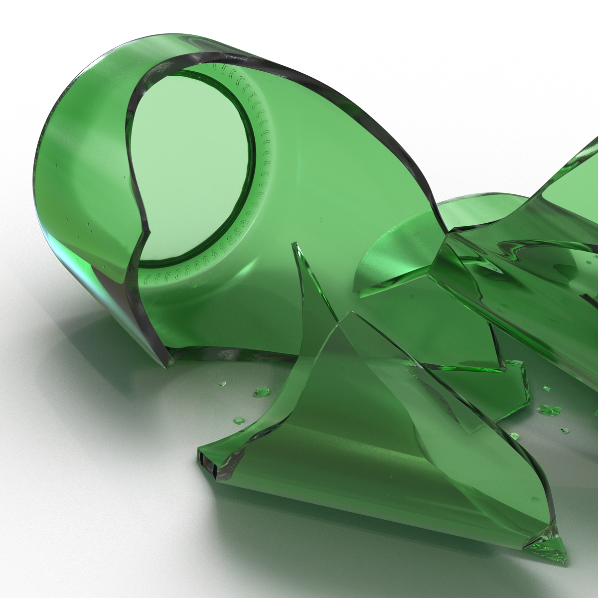 Broken Beer Bottle Green 3D model