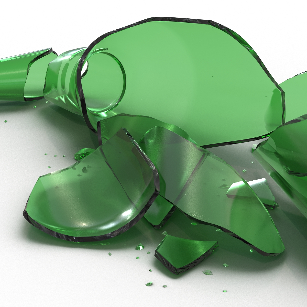 Broken Beer Bottle Green 3D model