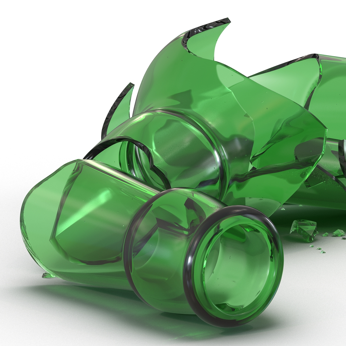 Broken Beer Bottle Green 3D model