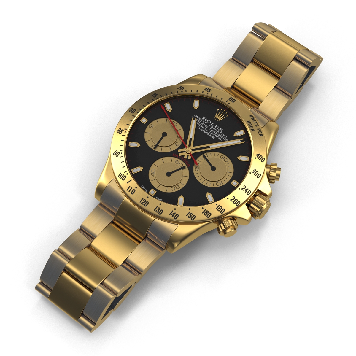 Rolex Gold Daytona Black Dial 3D model