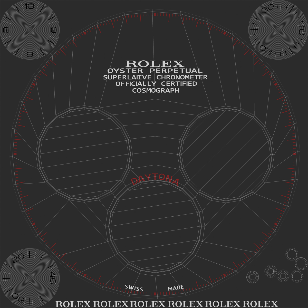 Rolex Gold Daytona Black Dial 3D model