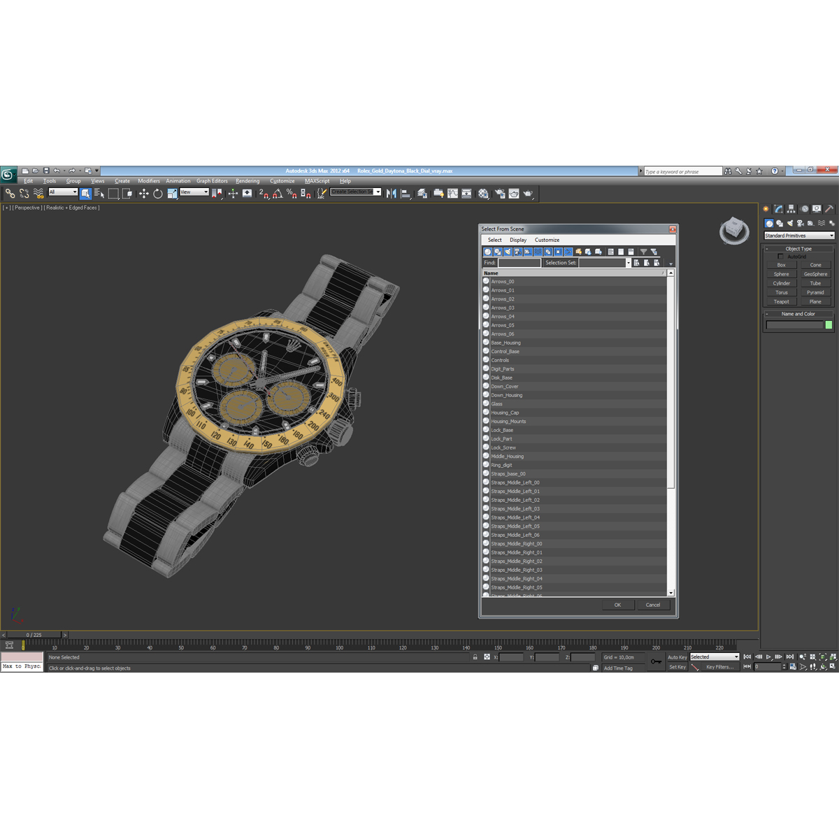 Rolex Gold Daytona Black Dial 3D model