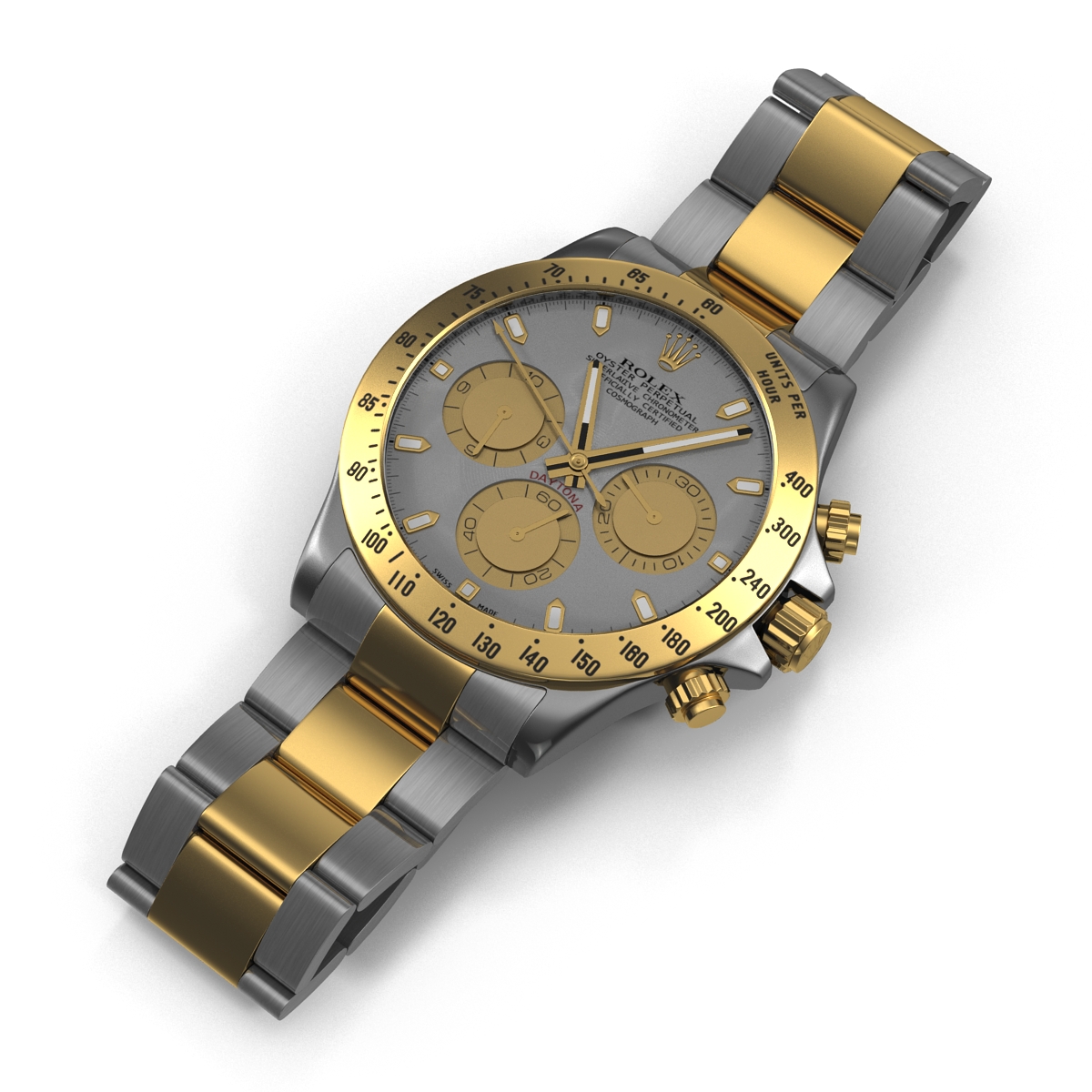 3D Rolex Daytona Two Tone White model