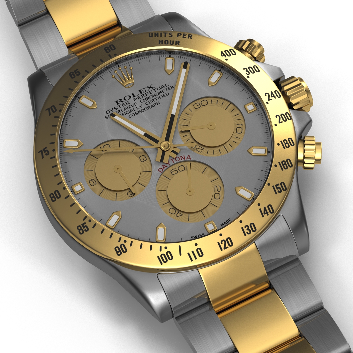 3D Rolex Daytona Two Tone White model