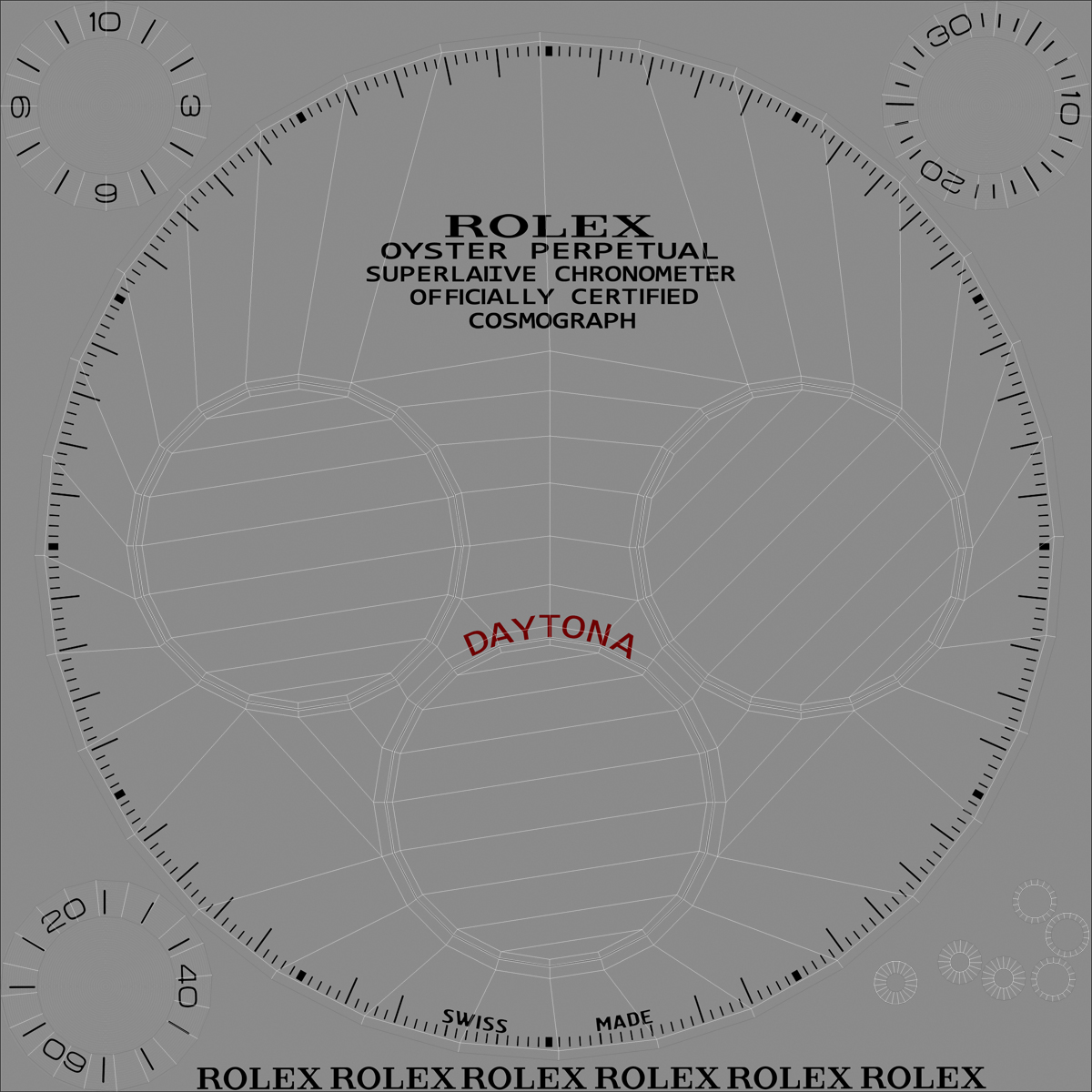 3D Rolex Daytona Two Tone White model