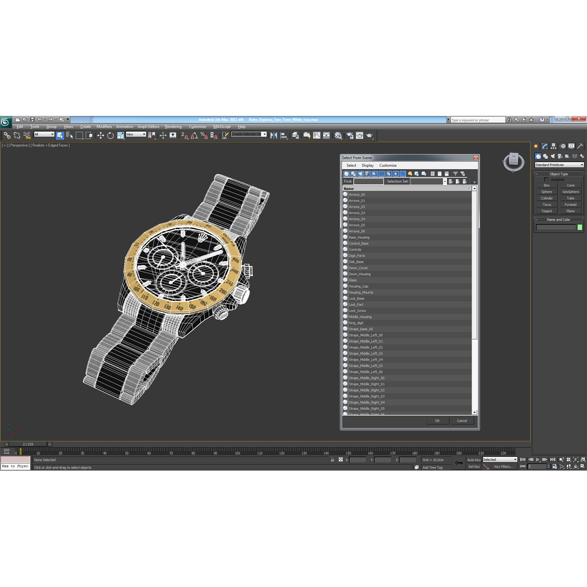 3D Rolex Daytona Two Tone White model