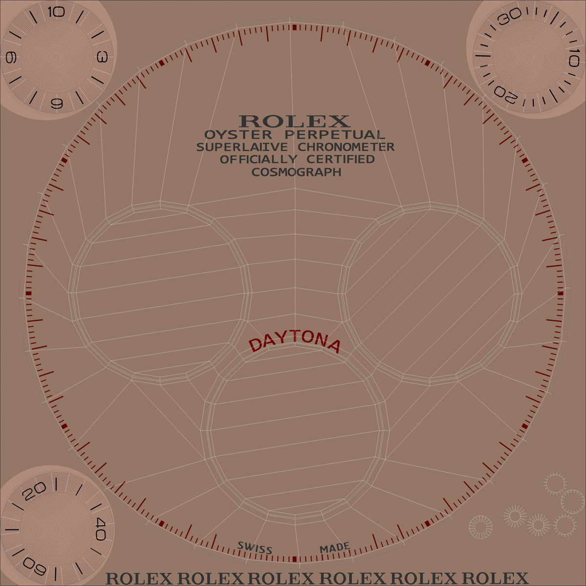 3D Rolex Daytona Pink Gold model