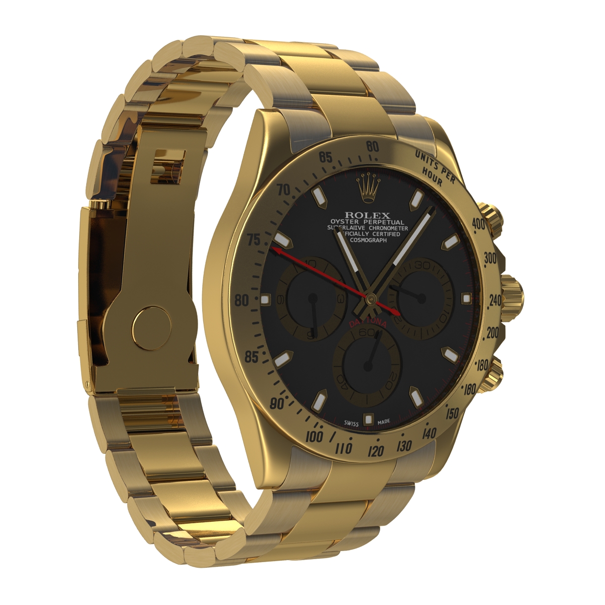 3D Rolex Gold Daytona Black Dial 2