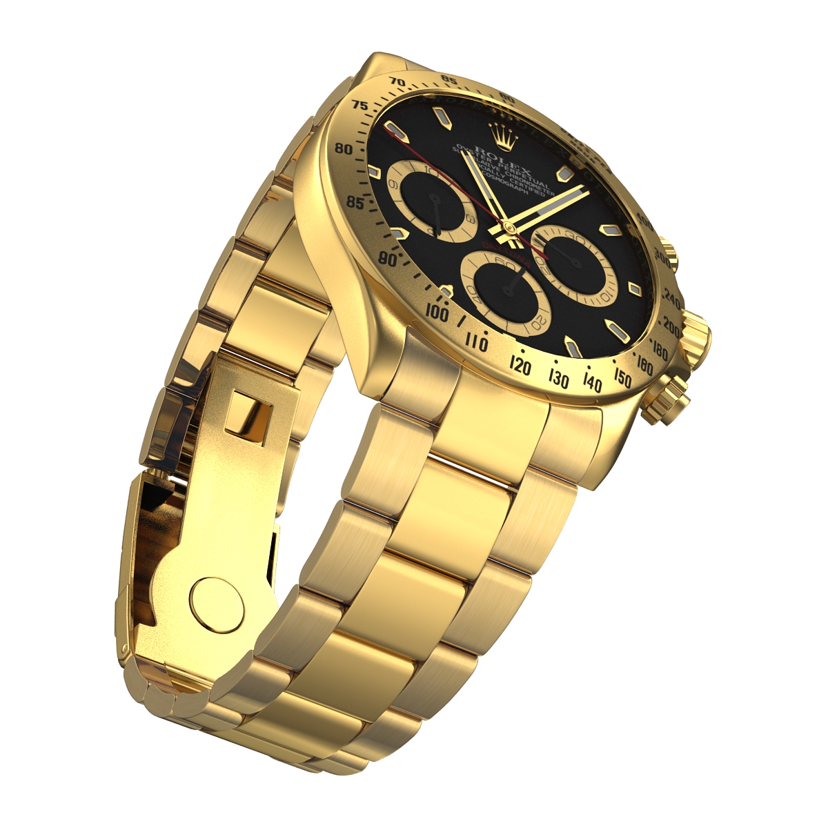 3D Rolex Gold Daytona Black Dial 2