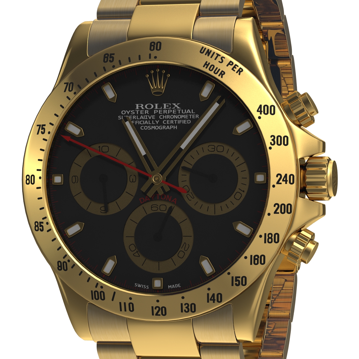 3D Rolex Gold Daytona Black Dial 2