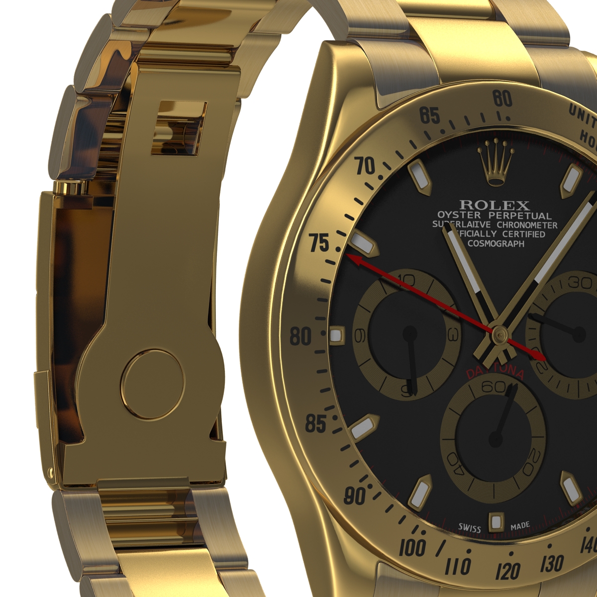 3D Rolex Gold Daytona Black Dial 2