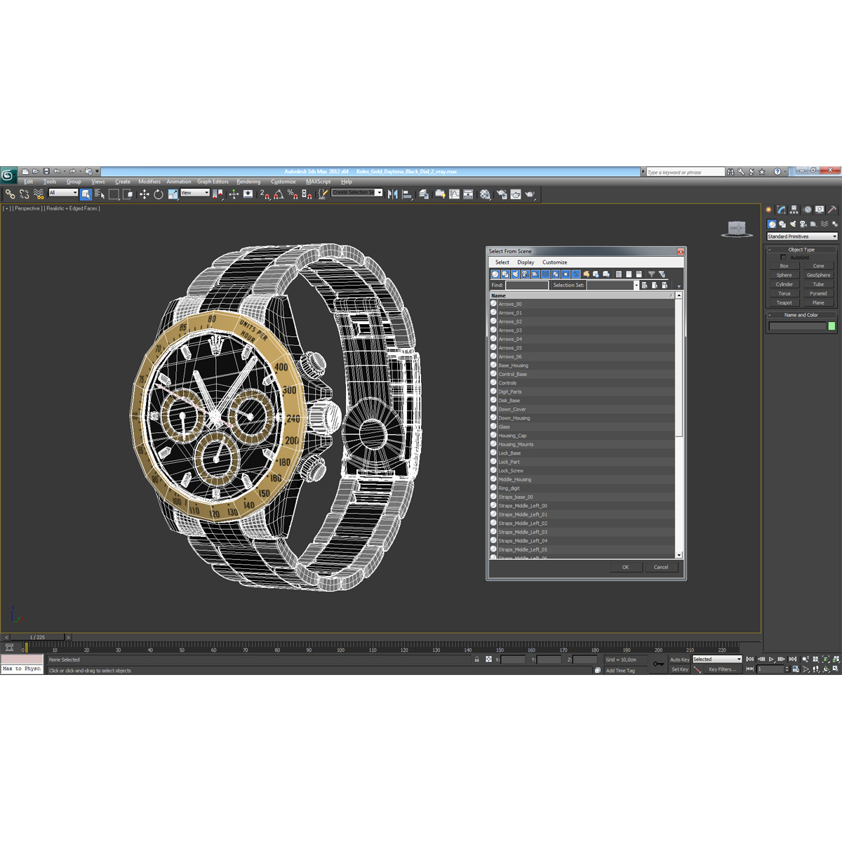 3D Rolex Gold Daytona Black Dial 2