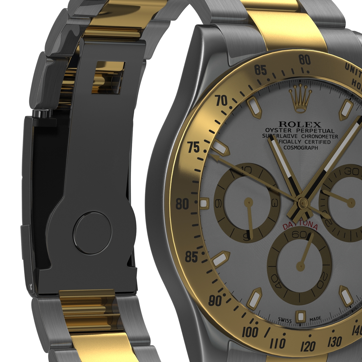 3D model Rolex Daytona Two Tone White 2