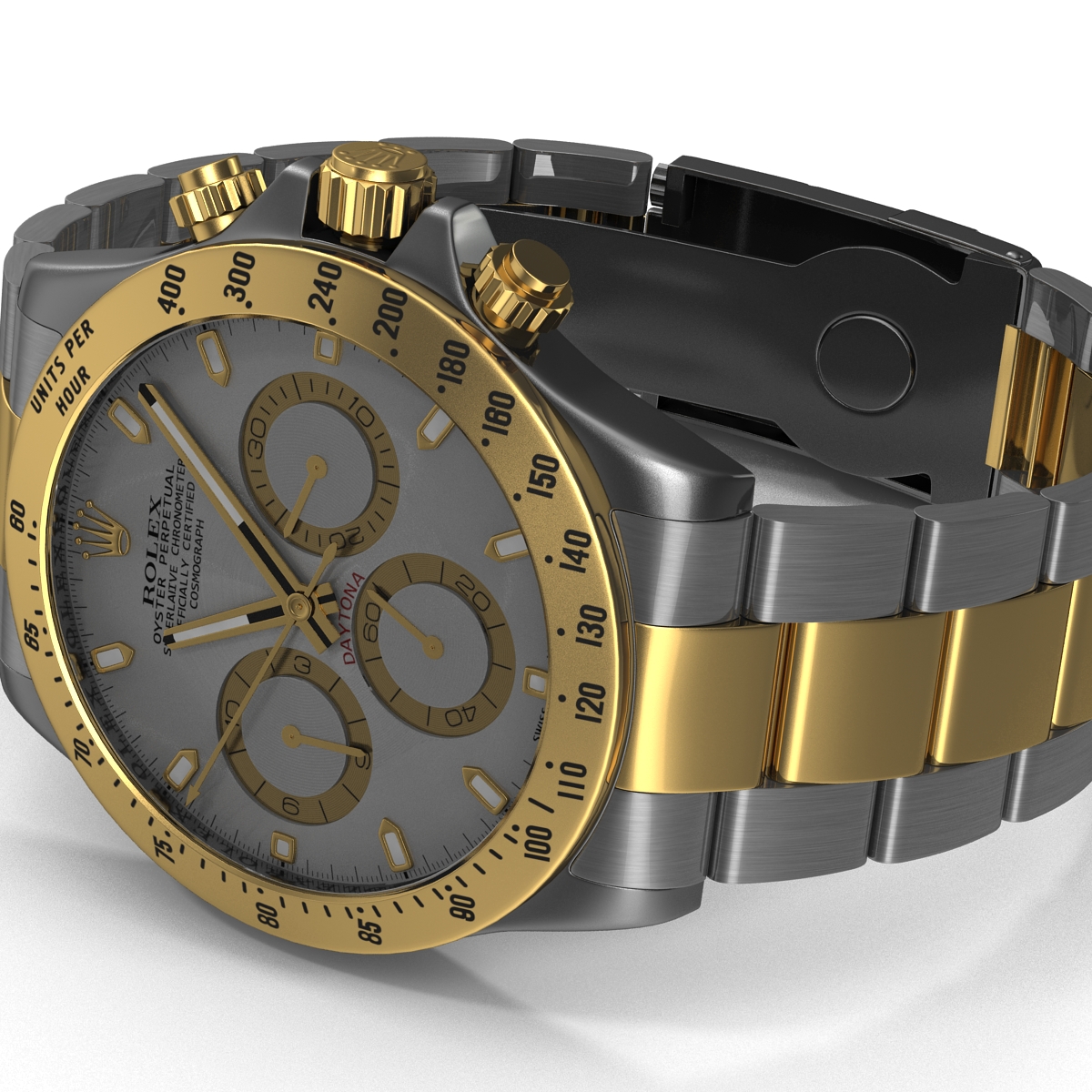 3D model Rolex Daytona Two Tone White 2