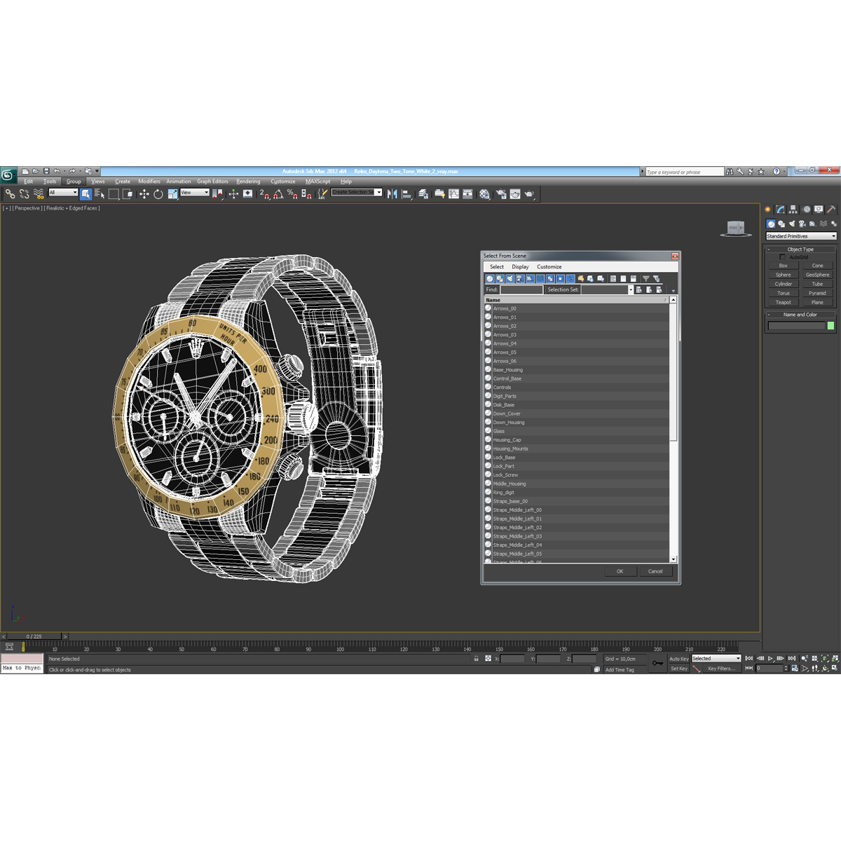 3D model Rolex Daytona Two Tone White 2