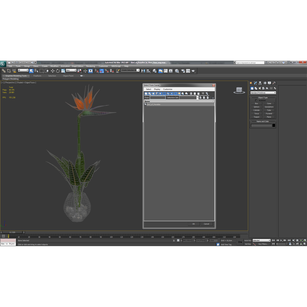 3D model Bird of Paradise in Glass Vase