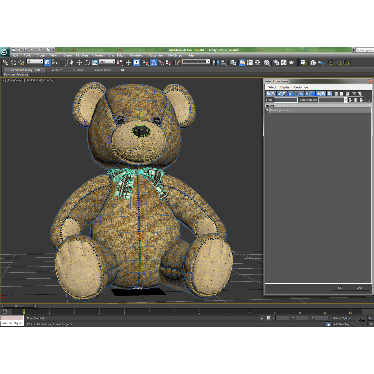 Teddy Bear with Fur 3D model