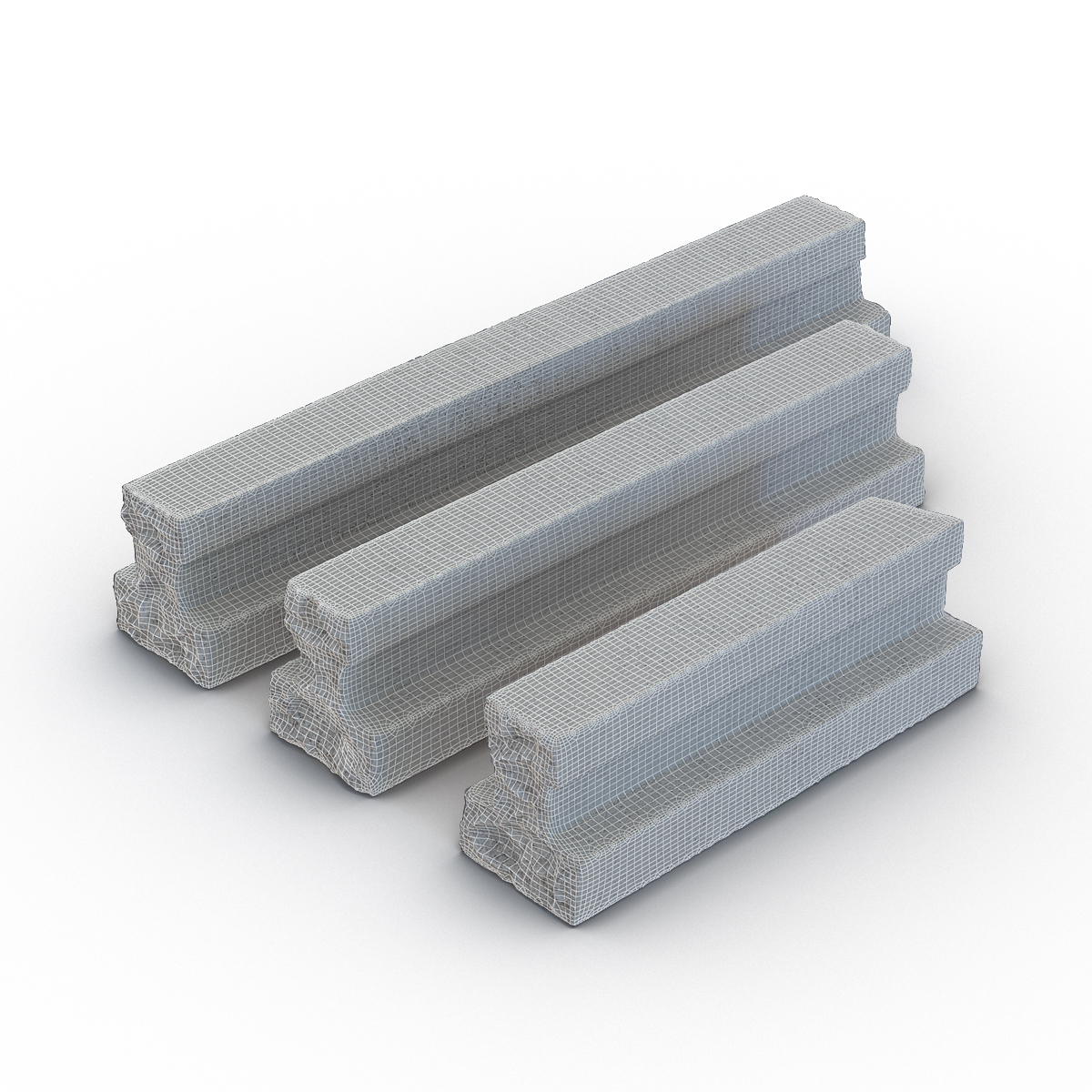 3D Concrete T Beam Chunks Set