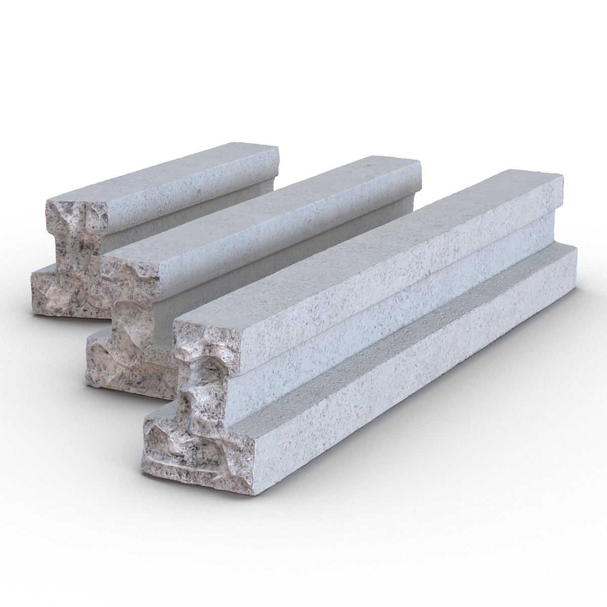 3D Concrete T Beam Chunks Set