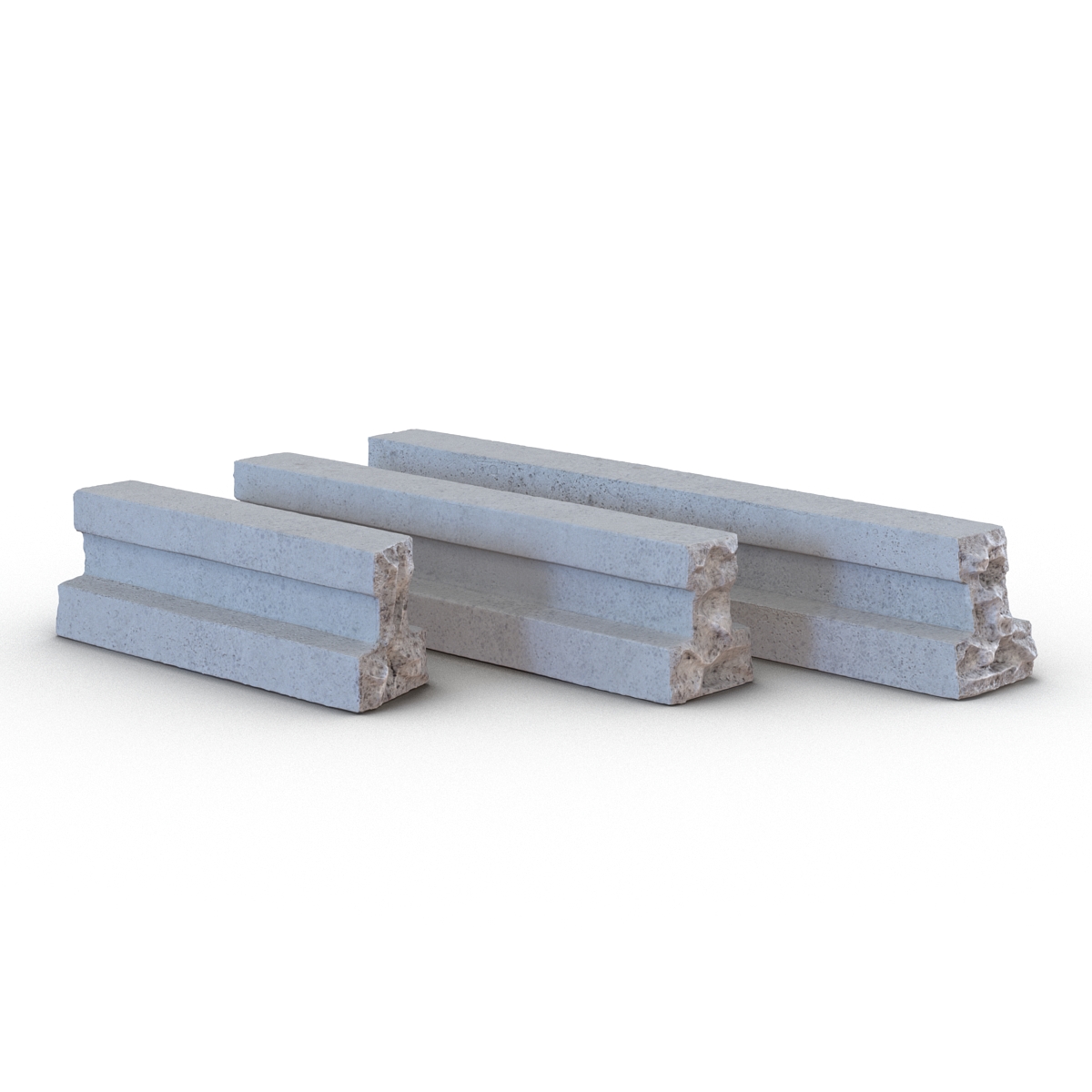 3D Concrete T Beam Chunks Set