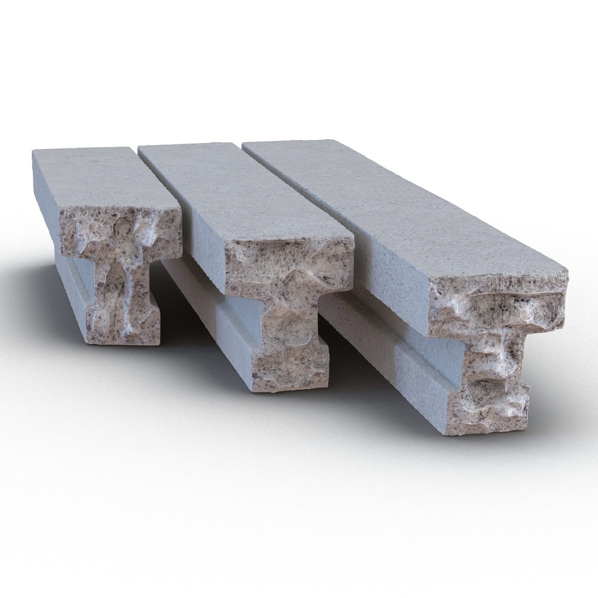 3D Concrete T Beam Chunks Set