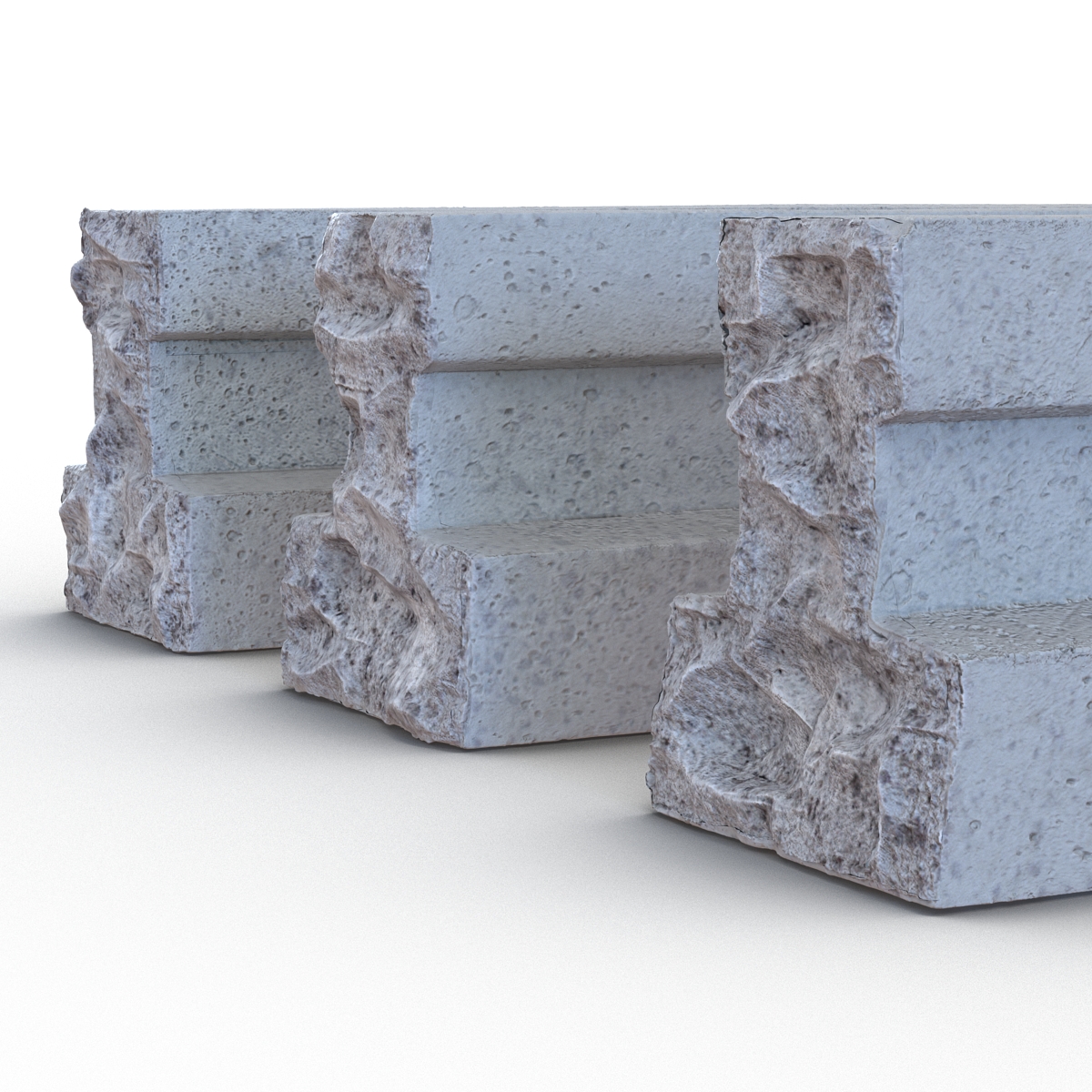 3D Concrete T Beam Chunks Set