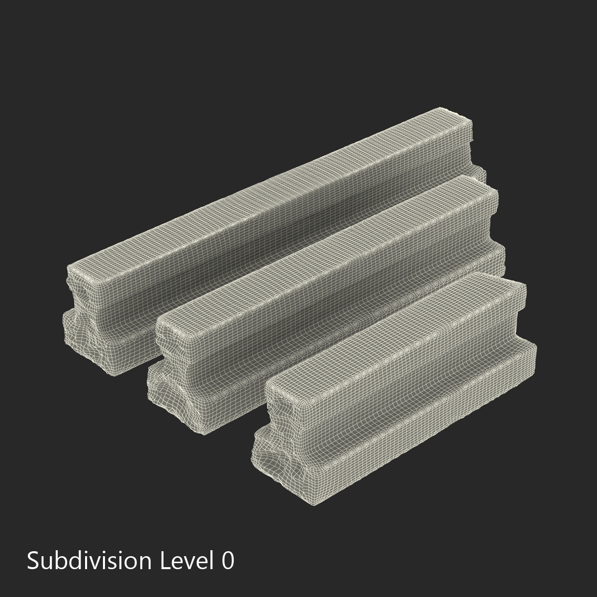 3D Concrete T Beam Chunks Set