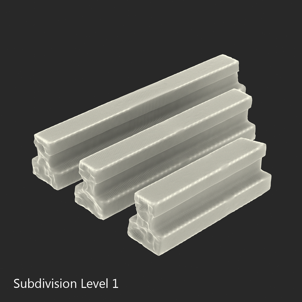 3D Concrete T Beam Chunks Set