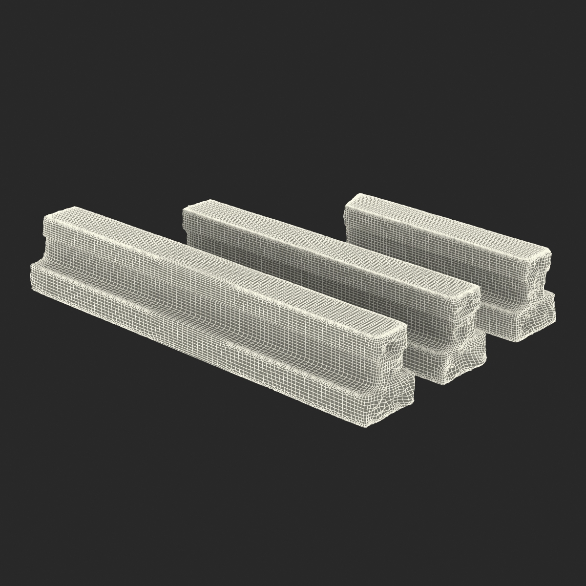 3D Concrete T Beam Chunks Set