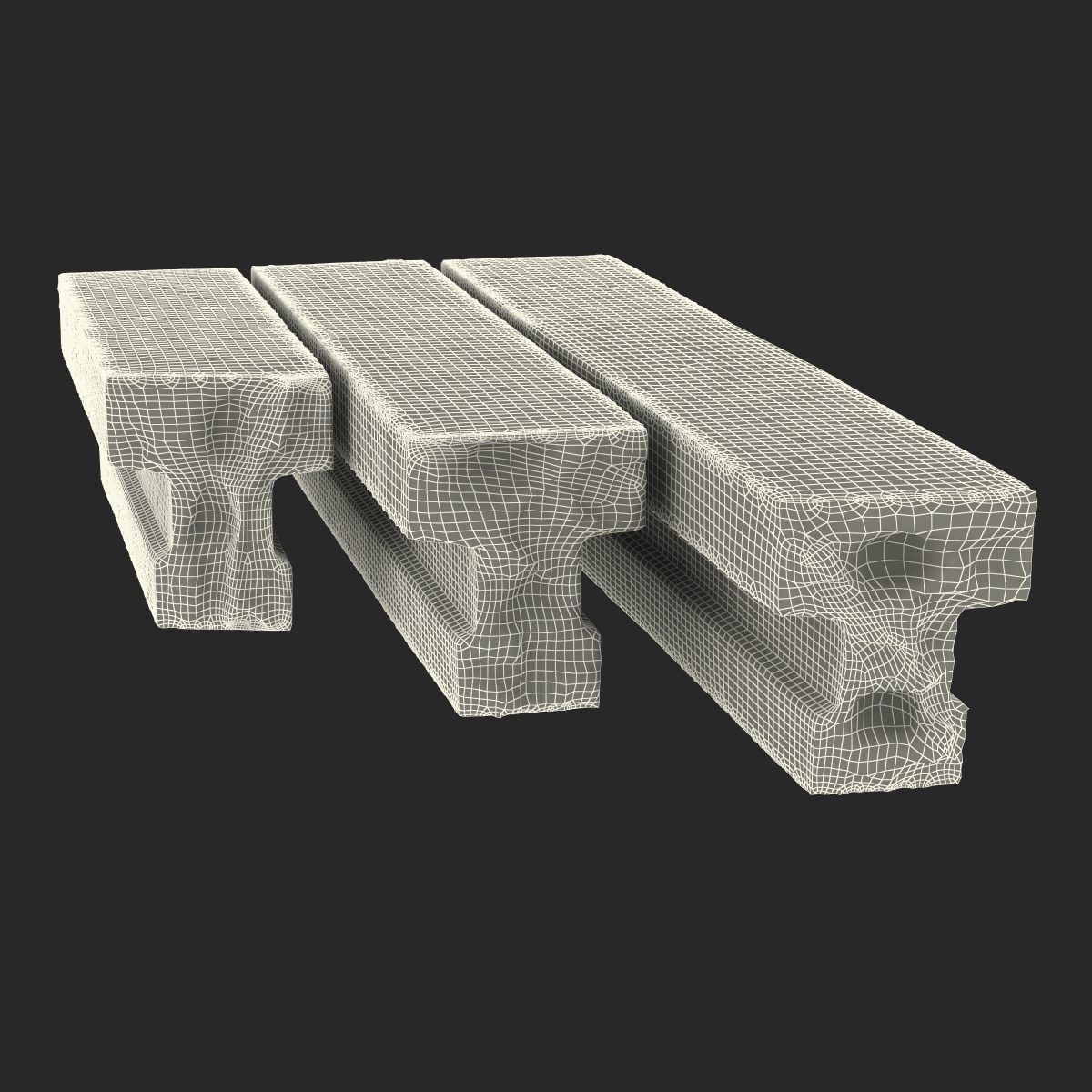 3D Concrete T Beam Chunks Set